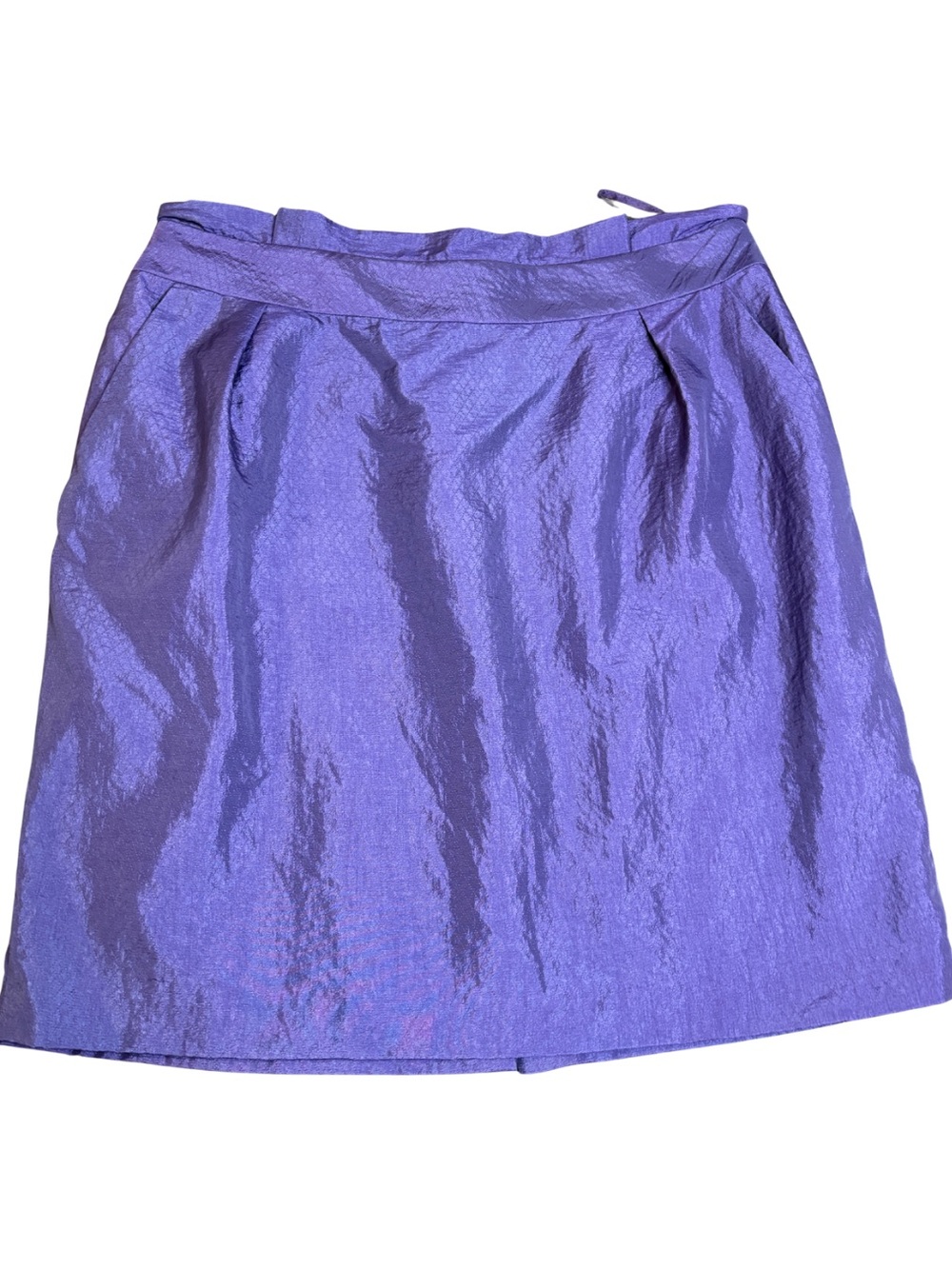 Antonio Melani Purple Metallic Pleated Mini Skirt Size 14 Back Zip